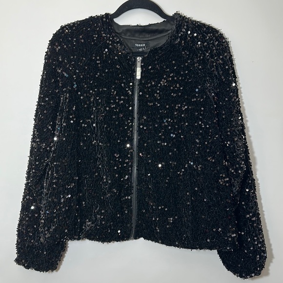 Torrid 1 SEQUIN CROP JACKET - Picture 6 of 14
